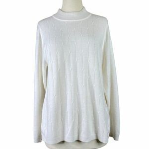Alia Solid White Sweater Size Large